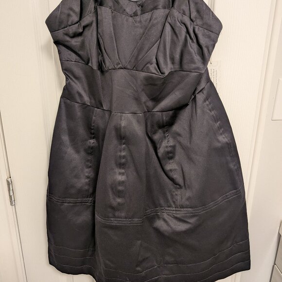 Black Satin Strapless Dress (Never Worn) - Picture 2 of 9